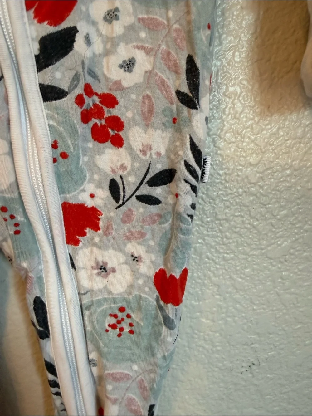 Little Sleepies Floral Footed One-Piece in Light Blue, Red, Black, White